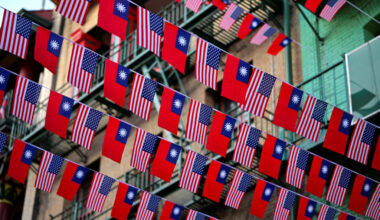 FILE PHOTO: U.S. and Taiwanese flags are seen in San Francisco
