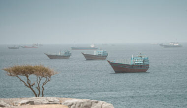 Vessels sail through the Strait of Hormuz, Musandam