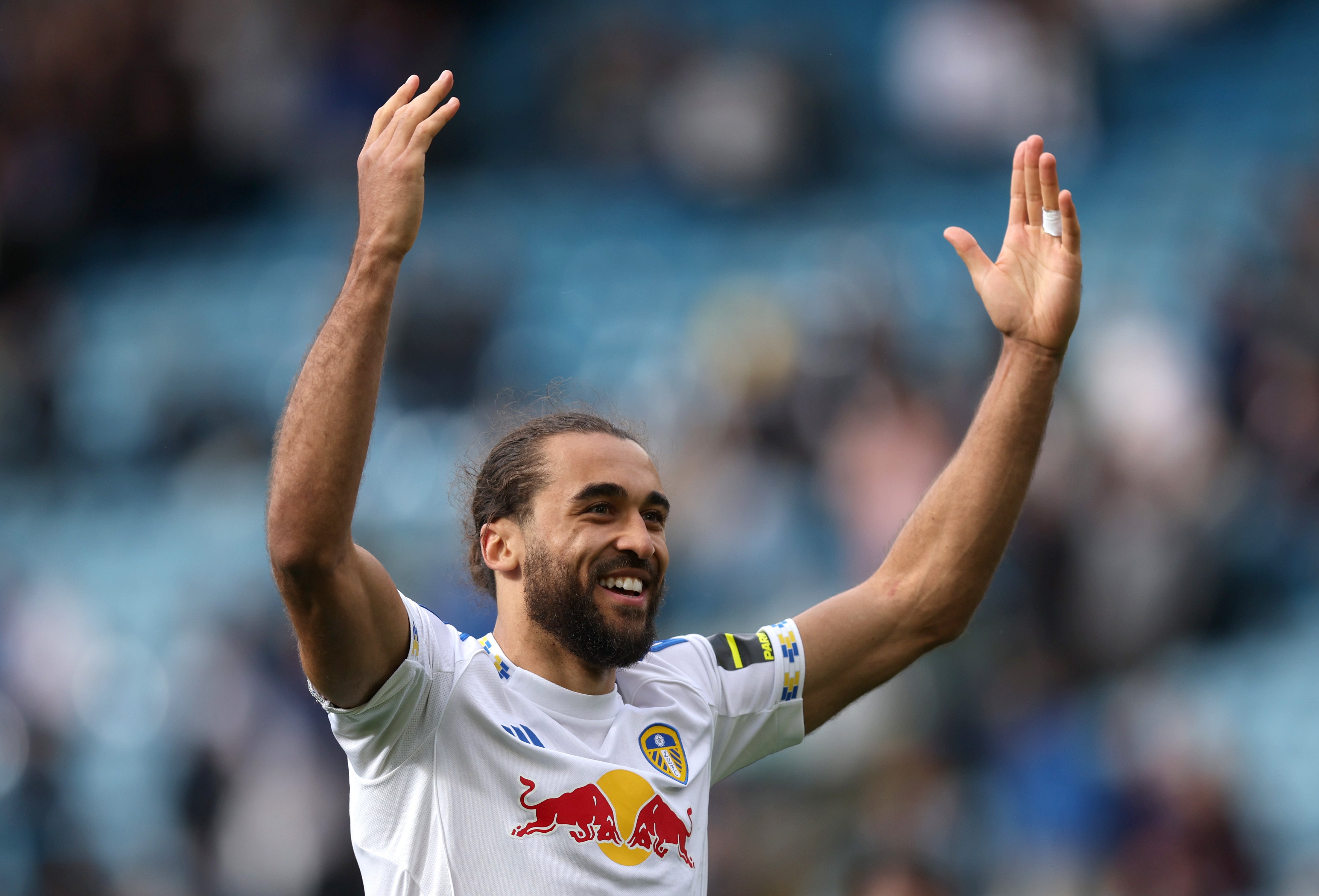 Dominic Calvert-Lewin of Leeds United celebrates victory against Brighton & Hove Albion