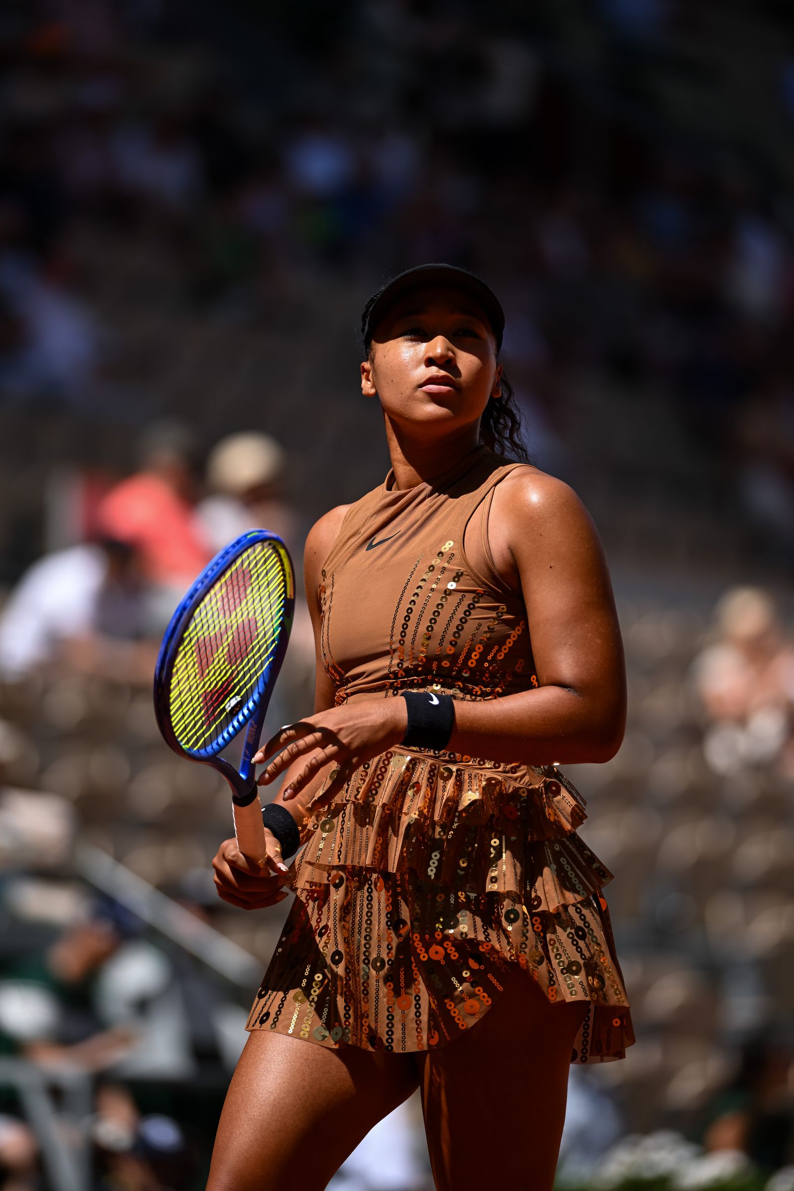 PARIS FRANCE MAY 26 Naomi Osaka of Japan reacts against Laura Siegemund of Germany during the Women's Singles first...
