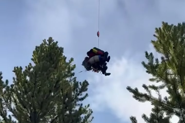 A hiker is airlifted from Yellowstone National Park after being injured in a bear attack Monday, May 4, 2026.