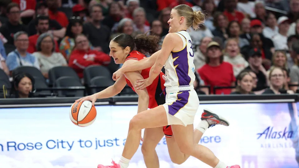 Portland Fire guard <a class="link " href="https://sports.yahoo.com/wnba/players/10162/" data-i13n="sec:content-canvas;subsec:anchor_text;elm:context_link" data-ylk="slk:Carla Leite;sec:content-canvas;subsec:anchor_text;elm:context_link;itc:0" data-yga="{"yLinkElement":"context_link","yModuleName":"content-canvas","yLinkText":"Carla Leite","ySubModuleName":"anchor_text","yHasCommerce":false}">Carla Leite</a> (0) dribbles the ball past <a class="link " href="https://sports.yahoo.com/wnba/teams/los-angeles/" data-i13n="sec:content-canvas;subsec:anchor_text;elm:context_link" data-ylk="slk:Los Angeles Sparks;sec:content-canvas;subsec:anchor_text;elm:context_link;itc:0" data-yga="{"yLinkElement":"context_link","yModuleName":"content-canvas","yLinkText":"Los Angeles Sparks","ySubModuleName":"anchor_text","yHasCommerce":false}">Los Angeles Sparks</a> guard <a class="link " href="https://sports.yahoo.com/wnba/players/10145/" data-i13n="sec:content-canvas;subsec:anchor_text;elm:context_link" data-ylk="slk:Julie Vanloo;sec:content-canvas;subsec:anchor_text;elm:context_link;itc:0" data-yga="{"yLinkElement":"context_link","yModuleName":"content-canvas","yLinkText":"Julie Vanloo","ySubModuleName":"anchor_text","yHasCommerce":false}">Julie Vanloo</a> (35).Jaime Valdez-Imagn Images
