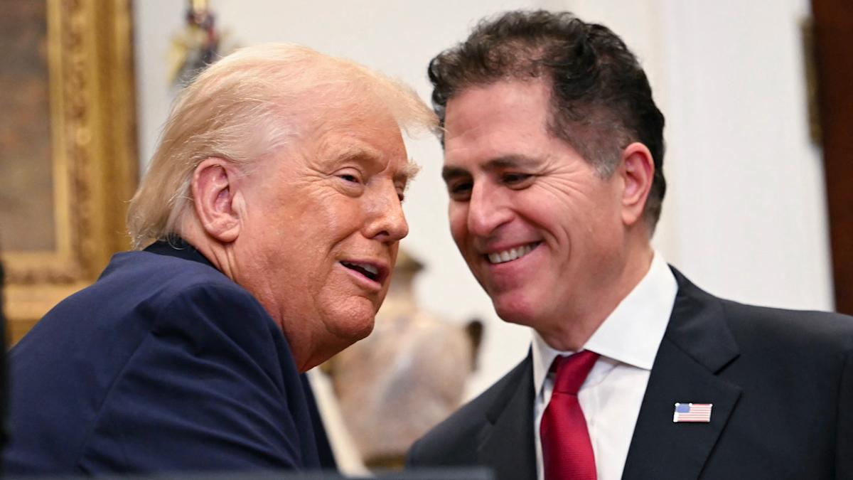 Dell family gave $6.25B to 'Trump Accounts' in December. Now Trump says 'buy a Dell' — and the stock soared 14%