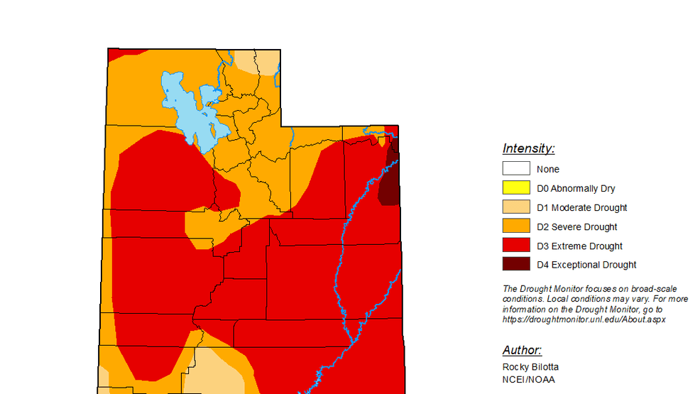 The Utah Drought Monitor released May 14, 2026, includes data valid as of May 12. More than half the state was listed as experiencing extreme drought conditions amid a spring heat wave and low snowpack. (Photo: U.S. Drought Monitor)