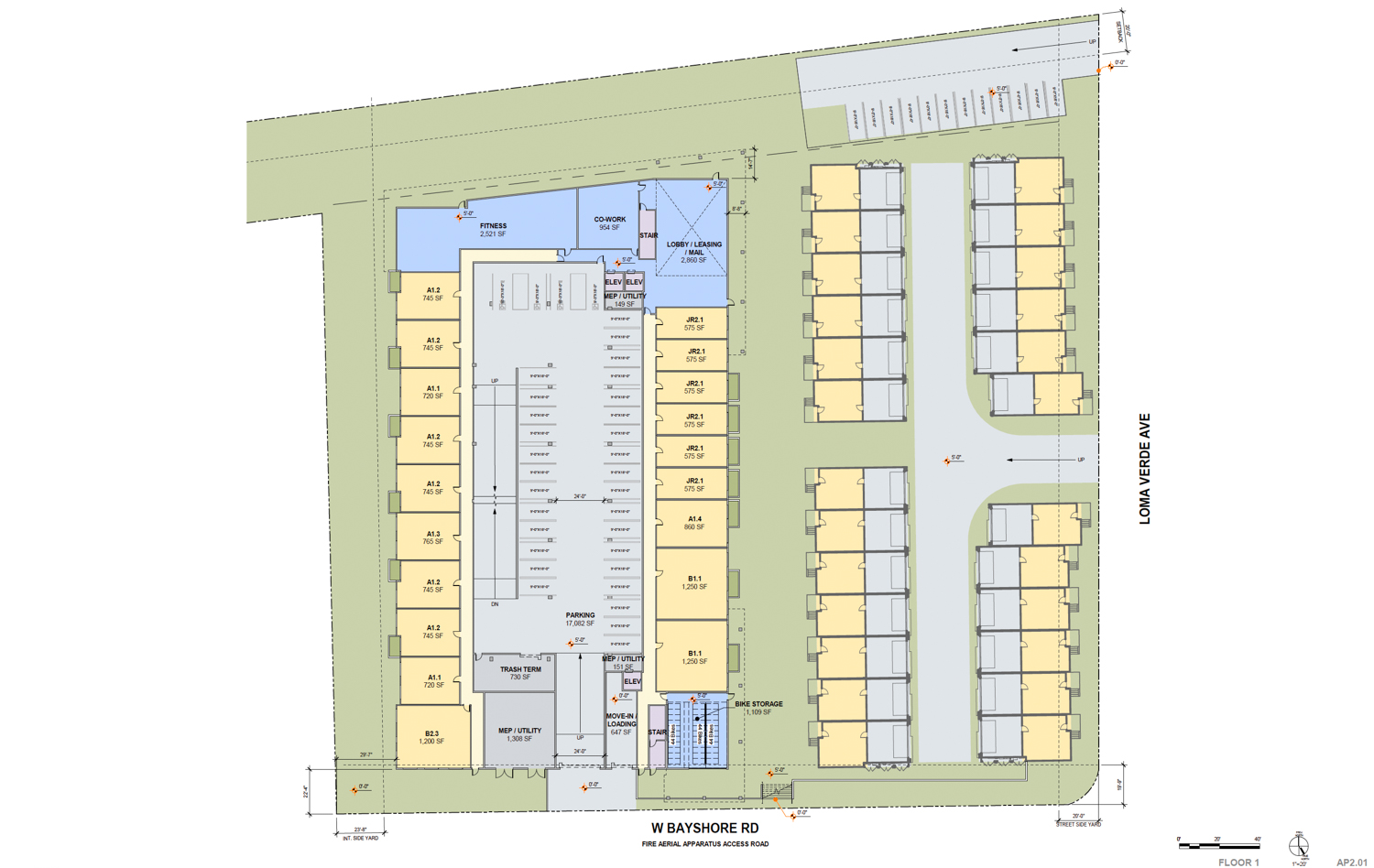 3350 West Bayshore Road site plan, illustration by BDE Architecture and SDG Architects