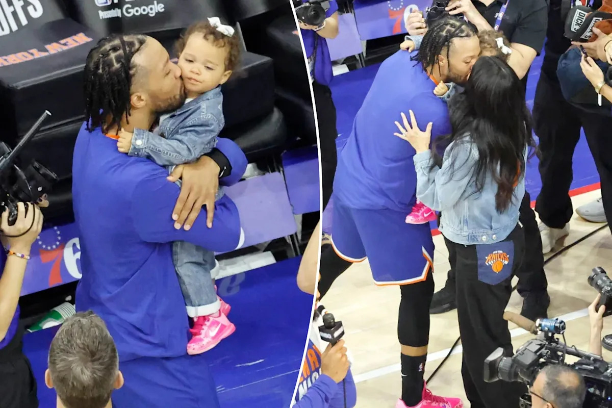 Jalen Brunson celebrates Knicks’ win with daughter, wife in heartwarming playoff moment
