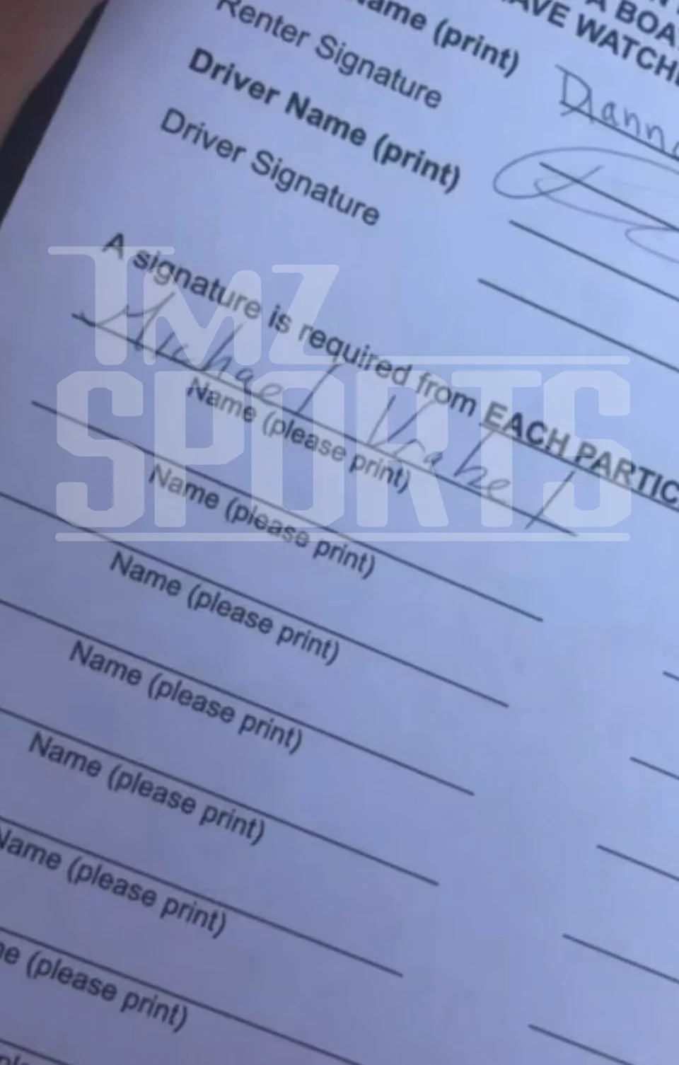 The duo both signed a waiver for the rental, as seen in photos obtained by TMZ. TMZSports.com