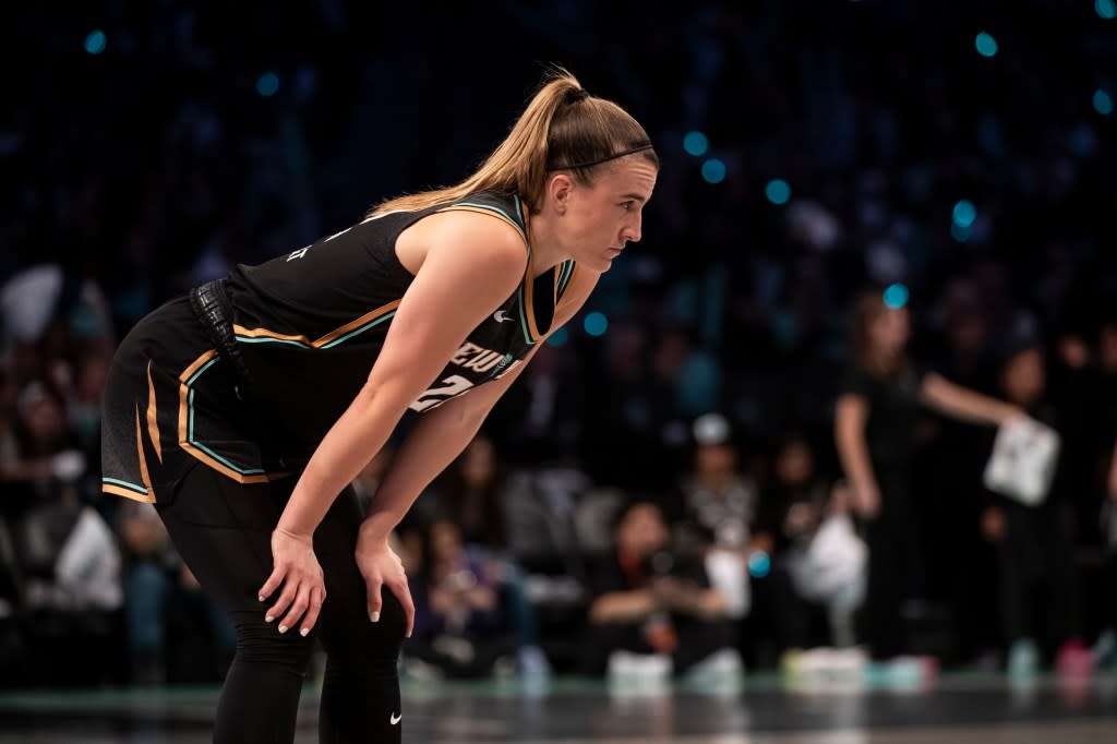 Sabrina Ionescu during a 2025 playoff game. Michelle Farsi/New York Post
