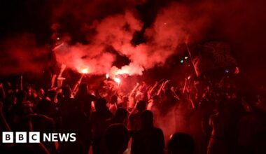 Hundreds arrested in France after wild Champions League celebrations - BBC