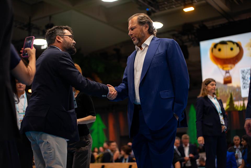 SAN FRANCISCO, CA - SEPTEMBER 12: Marc Benioff at Day one of Salesforce's Dreamforce conference.(Photos by George Alfaro for the Washington Post)