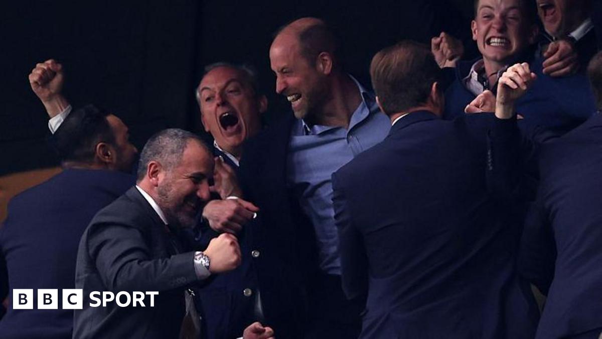 Prince William celebrating Aston Villa's Europa League final goal