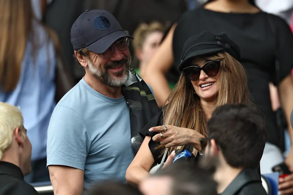 Javier Bardem and Penelope Cruz look on in the stands during the French L1 football match between Paris Saint-Germain (PSG) and FC Lorient at Parc des Princes stadium in Paris on May 2, 2026Credit: Getty Images