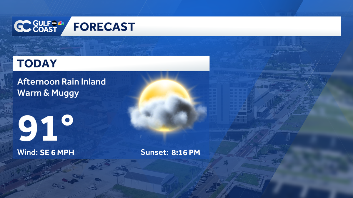 Inland rain possible Sunday afternoon