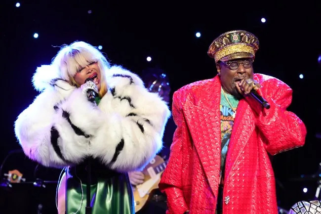 BEVERLY HILLS, CALIFORNIA - MAY 08: George Clinton with Funkadelic perform onstage during the GRAMMY Hall of Fame Gala 2026 at The Beverly Hilton on May 08, 2026 in Beverly Hills, California. (Photo by Emma McIntyre/Getty Images for The Recording Academy)