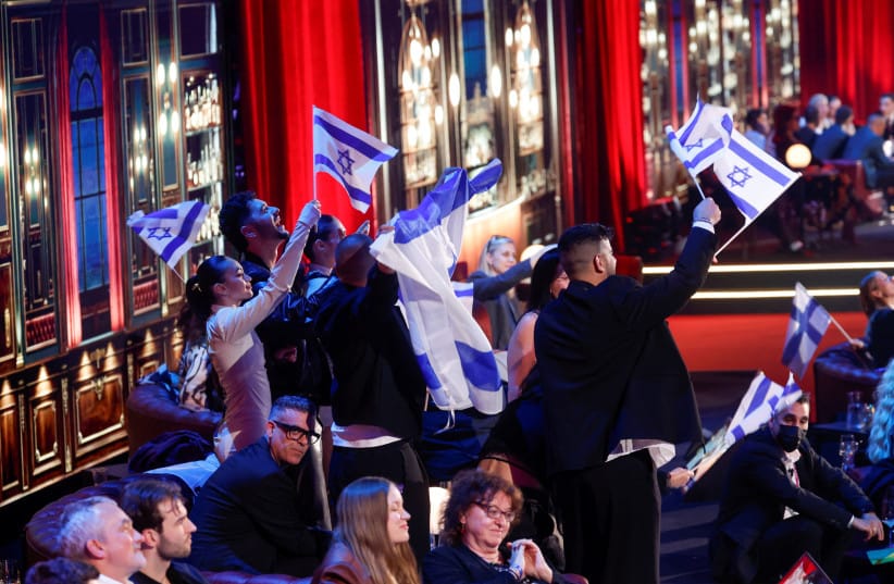 Noam Bettan, representing Israel, reacts in the Green Room during the first semi-final of the 2026 Eurovision Song Contest, in Vienna, Austria, May 12, 2026.