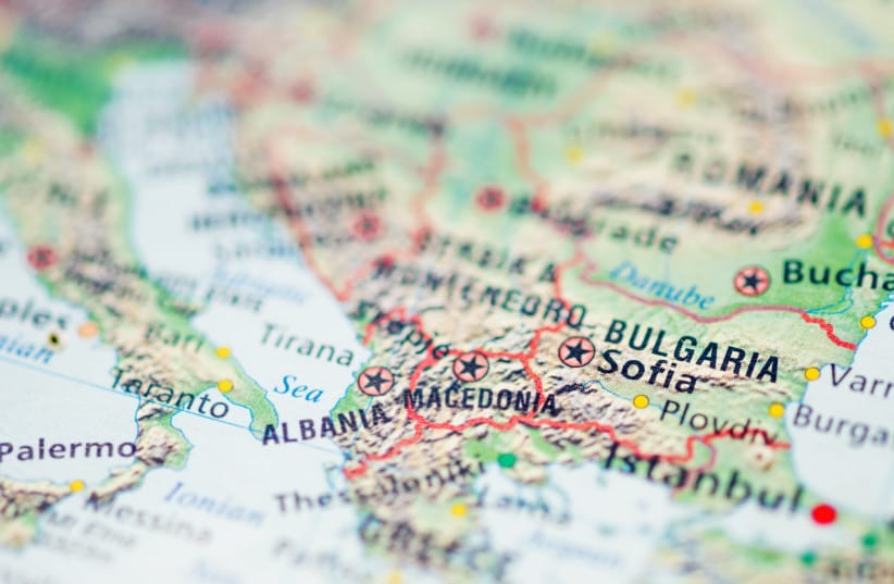 An illustrative map of the Balkans, including Bulgaria.