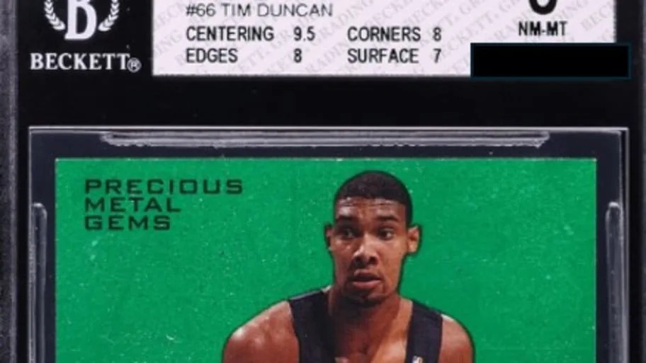 A BGS 8.0 1997-98 Skybox Metal Universe Precious Metal Gems Emerald Tim Duncan that sold for $228K