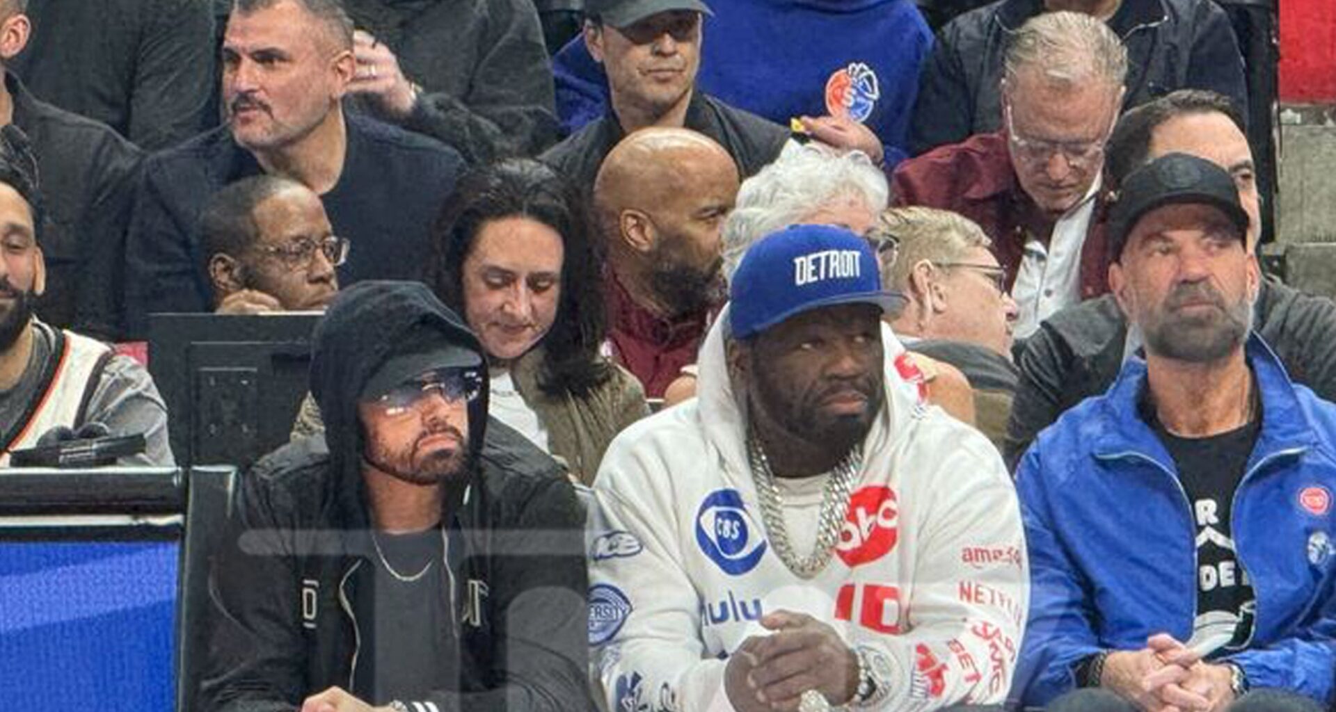 50 Cent & Eminem Reunite Courtside at Pistons-Cavs Playoff Game