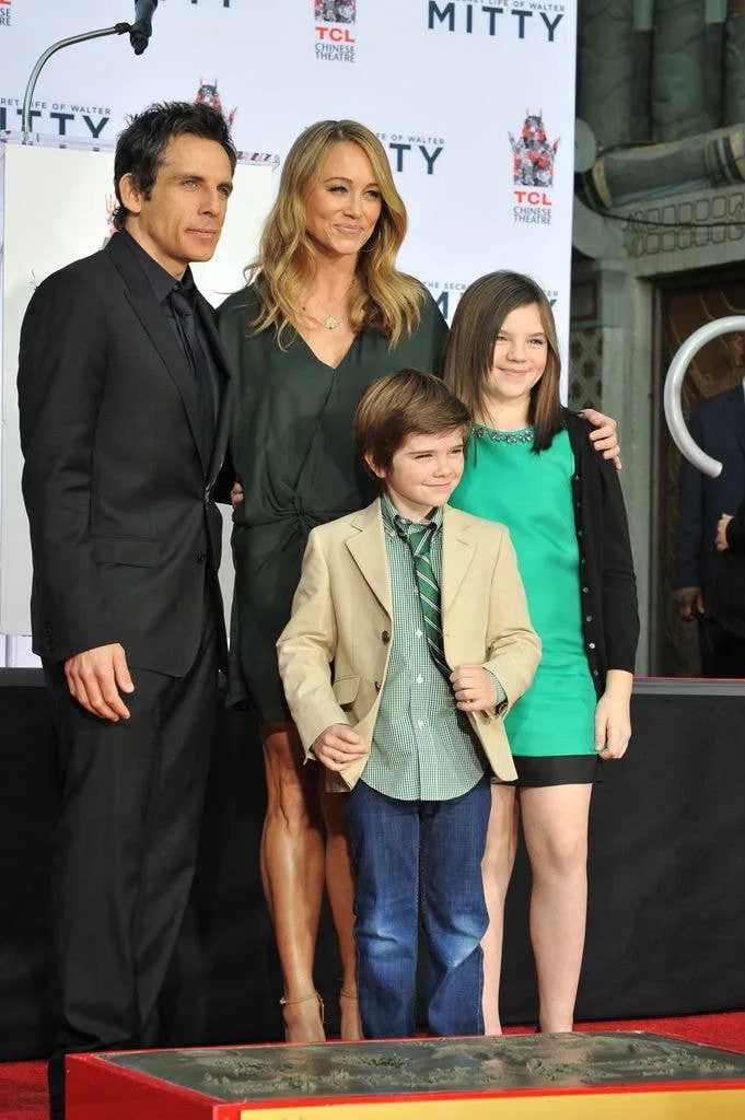 Ben Stiller, Christine Taylor, Quin Stiller and Ella Stiller pose as Ben Stiller is honored with a hand and footprint ceremony at TCL Chinese Theatre in Hollywood, California