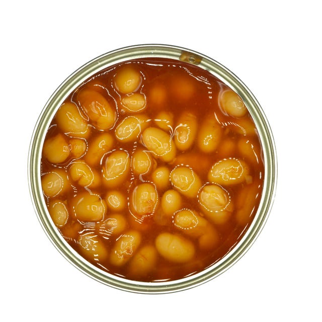 baked beans in can isolated on white background baked beans in can isolated on white background