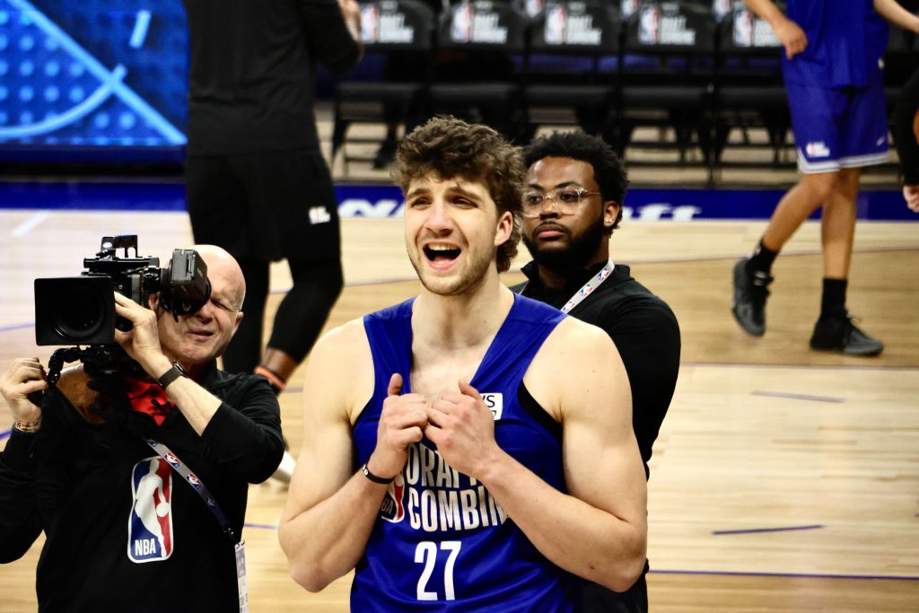 Northwestern forward Nick Martinelli, who withdrew from last year's draft, returns to participate in this year's evaluation. (Kevin Lu/MEDILL) 