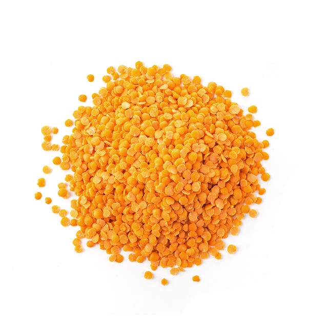 Red lentils pile isolated. red lentils pile isolated. dry orange lentil grains, heap of dal, raw daal, dhal, masoor, lens culinaris or lens esculenta on white background