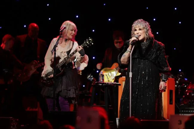 BEVERLY HILLS, CALIFORNIA - MAY 08: (L-R) Nancy Wilson and Ann Wilson of Heart perform onstage during the GRAMMY Hall of Fame Gala 2026 at The Beverly Hilton on May 08, 2026 in Beverly Hills, California. (Photo by Rebecca Sapp/Getty Images for The Recording Academy)