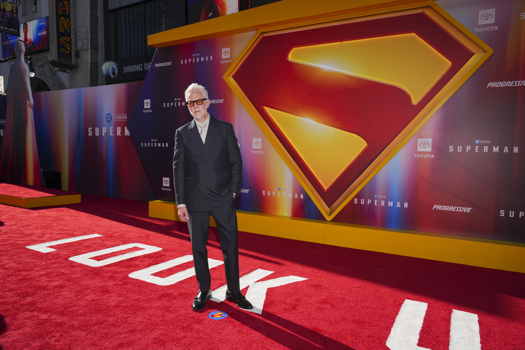 James Gunn arrives at the premiere of "Superman" on Monday, July 7, 2025, at TCL Chinese Theatre in Los Angeles. (Photo by Jordan Strauss/Invision/AP)