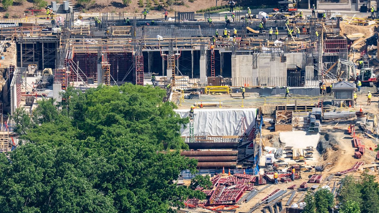 Work continues on the construction of the ballroom at the White House, Tuesday, May 19, 2026, in Washington, where the East Wing once stood. (AP Photo/Alex Brandon)