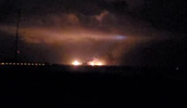 Blue Origin's New Glenn rocket exploded on Launch Complex 36 at Cape Canaveral Space Force Station during a test on Thursday night, May 28, 2026. (Photo courtesy of Hugh Spence)