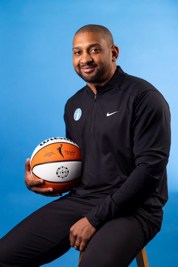 Chicago Sky coach Tyler Marsh sits for a photo on media day at The Fields Studios on April 30, 2026, in Logan Square. (Eileen T. Meslar/Chicago Tribune)