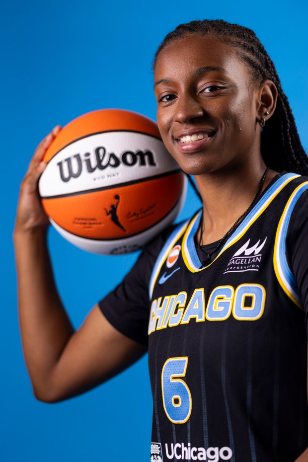 Chicago Sky guard Tonie Morgan sits for a photo on media day at The Fields Studios on April 30, 2026, in Logan Square. (Eileen T. Meslar/Chicago Tribune)