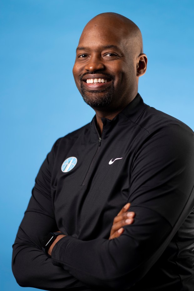 Chicago Sky assistant Coach Jhared Simpson sits for a photo on media day at The Fields Studios on April 30, 2026, in Logan Square. (Eileen T. Meslar/Chicago Tribune)