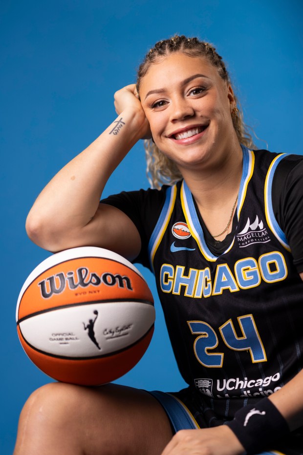 Chicago Sky guard Rachel Banham sits for a photo on media day at The Fields Studios on April 30, 2026, in Logan Square. (Eileen T. Meslar/Chicago Tribune)