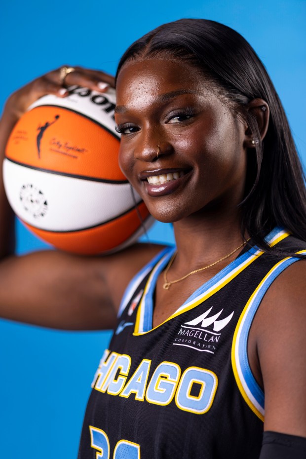 Chicago Sky guard Aicha Coulibaly sits for a photo on media day at The Fields Studios on April 30, 2026, in Logan Square. (Eileen T. Meslar/Chicago Tribune)