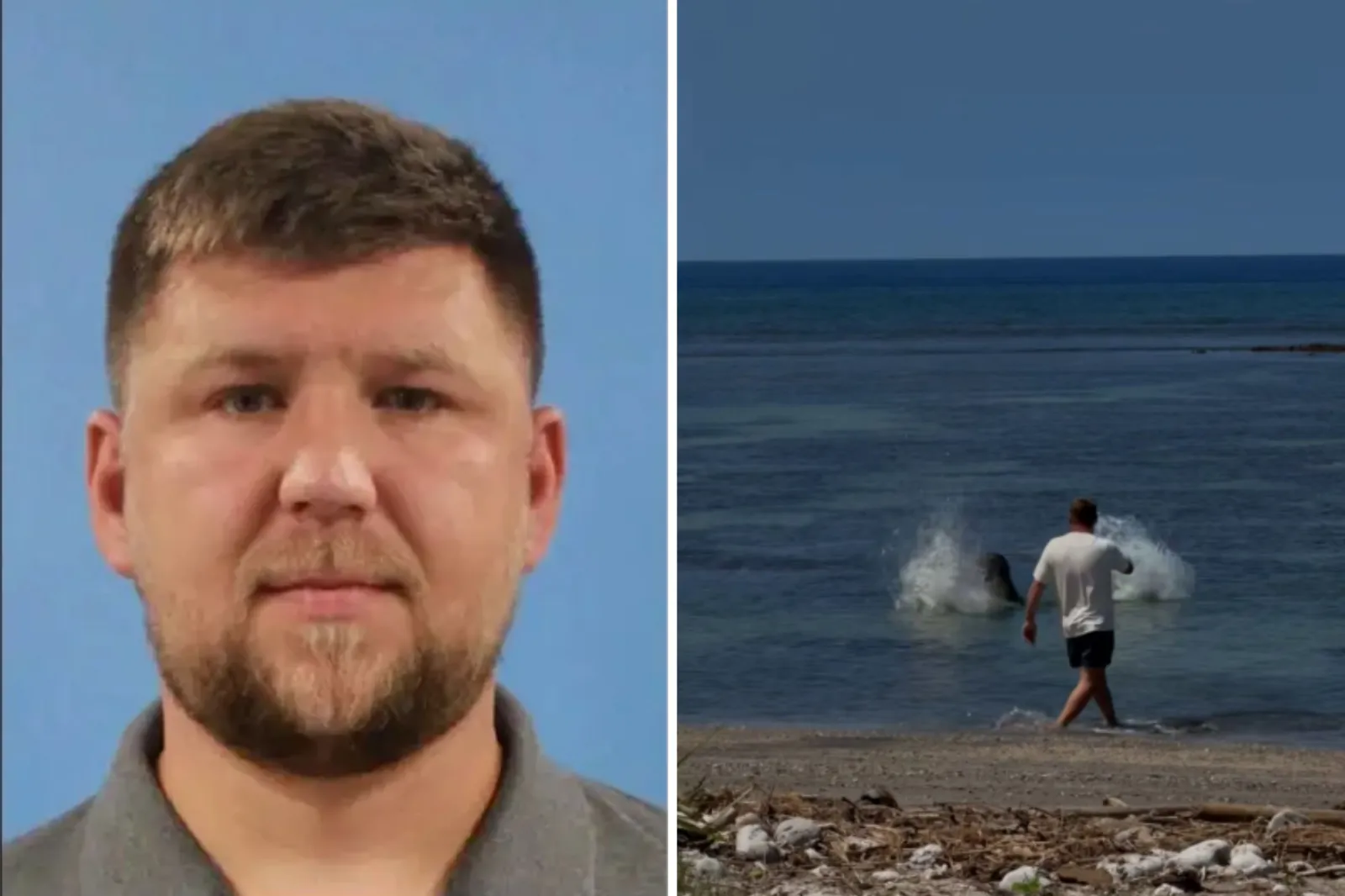 Left: Driver's license image of Lytvynchuk. Right: Image of the attack.