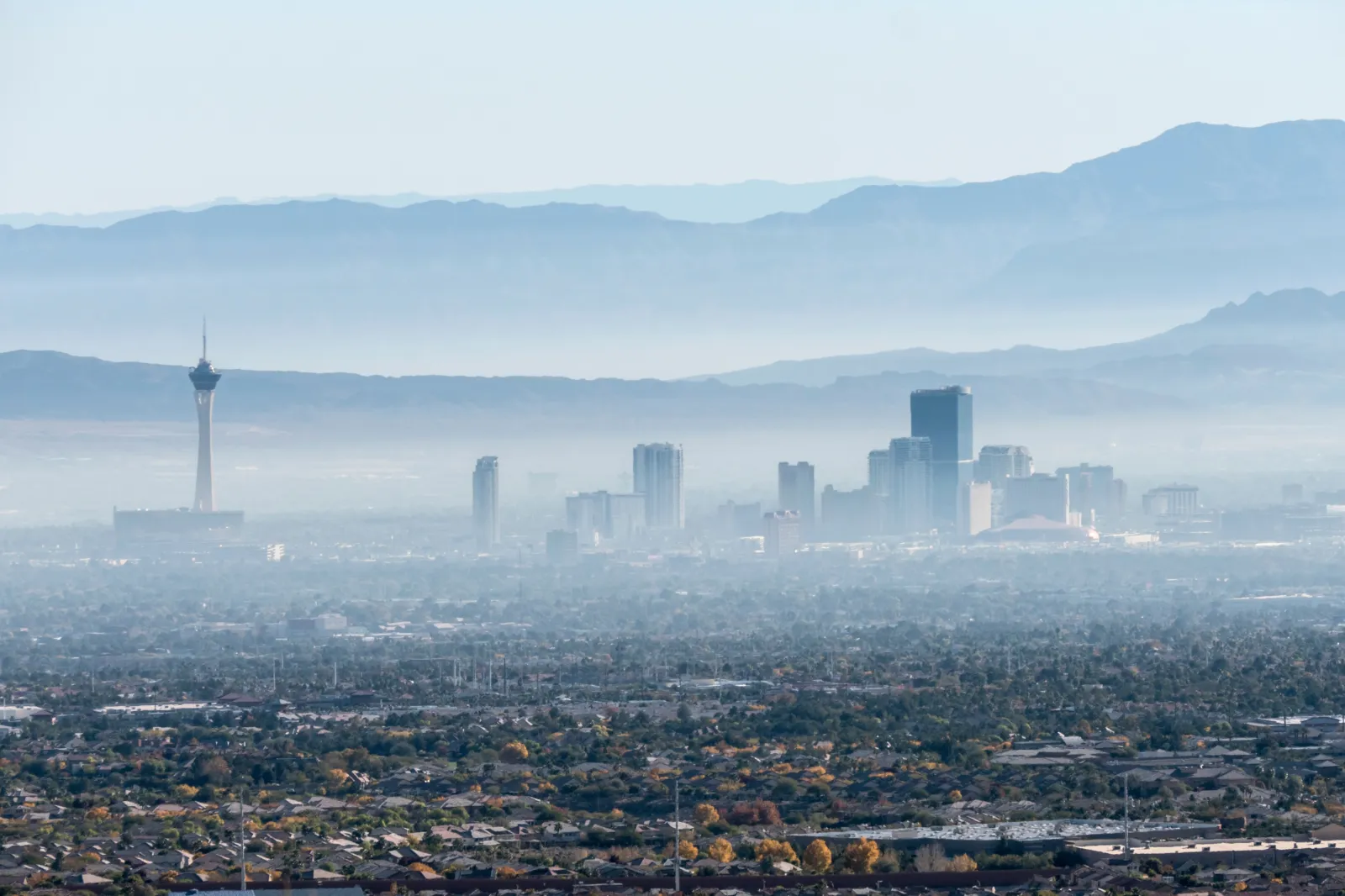 Hazy smog in Nevada's Las Vegas Valley.