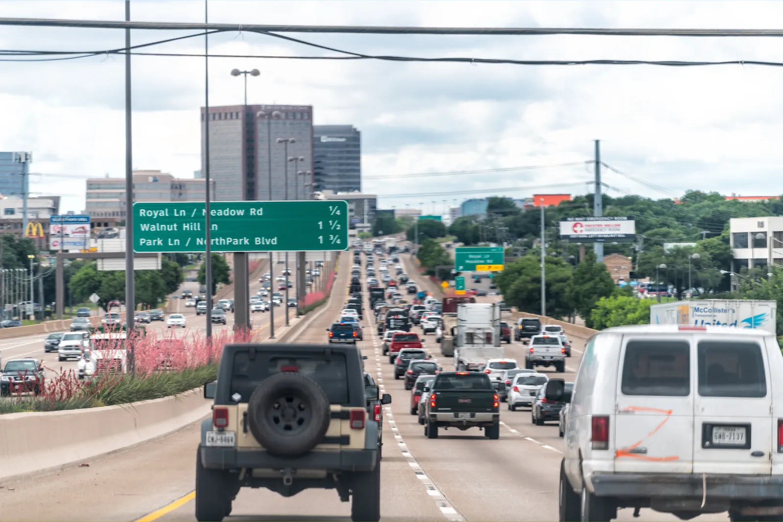 Downtown highway 75 in Dallas in 2019.