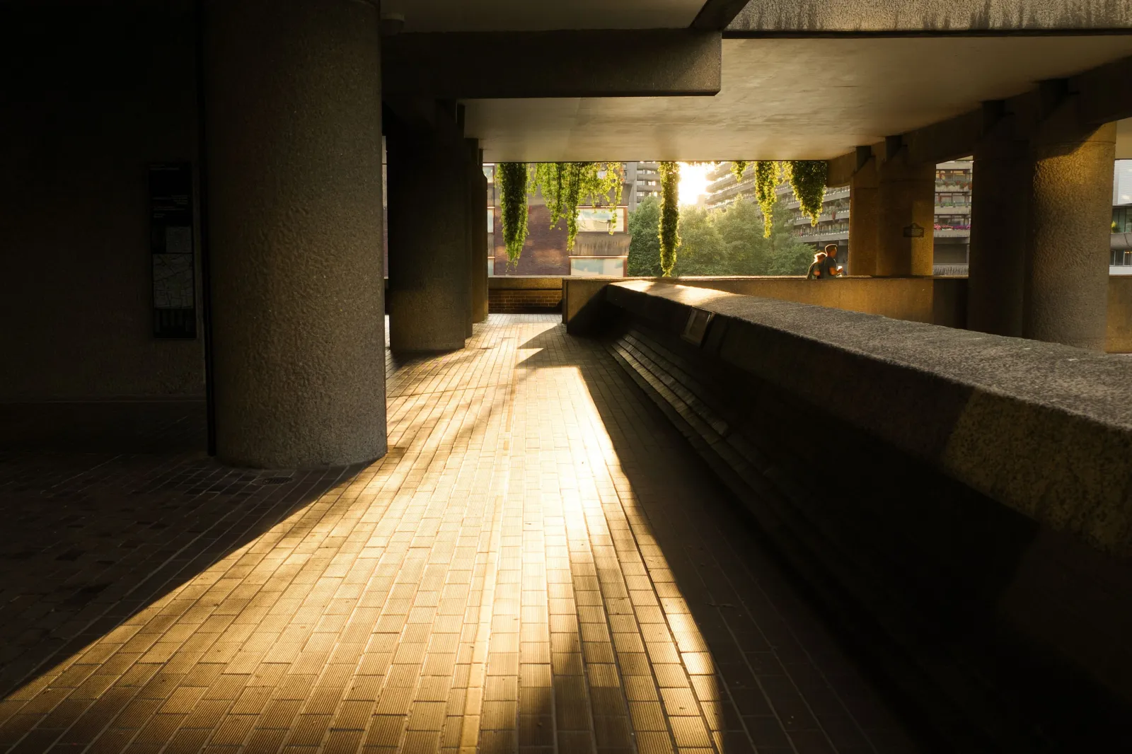 A view of the Andrewes Highwalk at the Barbican.