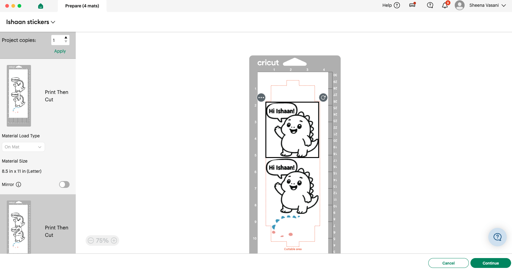 Trying to print stickers for my baby nephew. Cricut adds cutting lines before you’re guided to print.