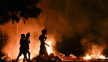 Fire set by demonstrators during a protest in the Lawton neighborhood in Havana, May 14, 2026. (Yamil Lage/AFP via Getty Images)