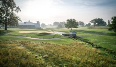 A view of the eighth green at Jeffersonville Golf Club in Norristown, with the newly renovated clubhouse in the background.
