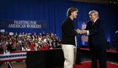 Jaxson Dart introduces Trump at rally, sparks reaction from Giants teammate Abdul Carter