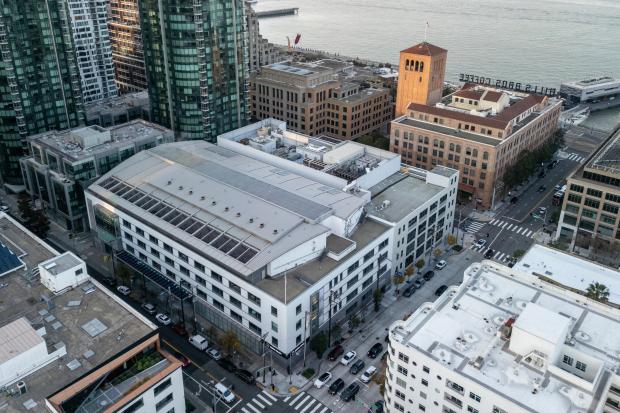 FILE - An aerial view of the Digital Realty SFO12 Data Center, center, is seen in the Rincon Hill neighborhood of San Francisco, Dec. 16, 2025. (Stephen Lam/San Francisco Chronicle via AP, File)