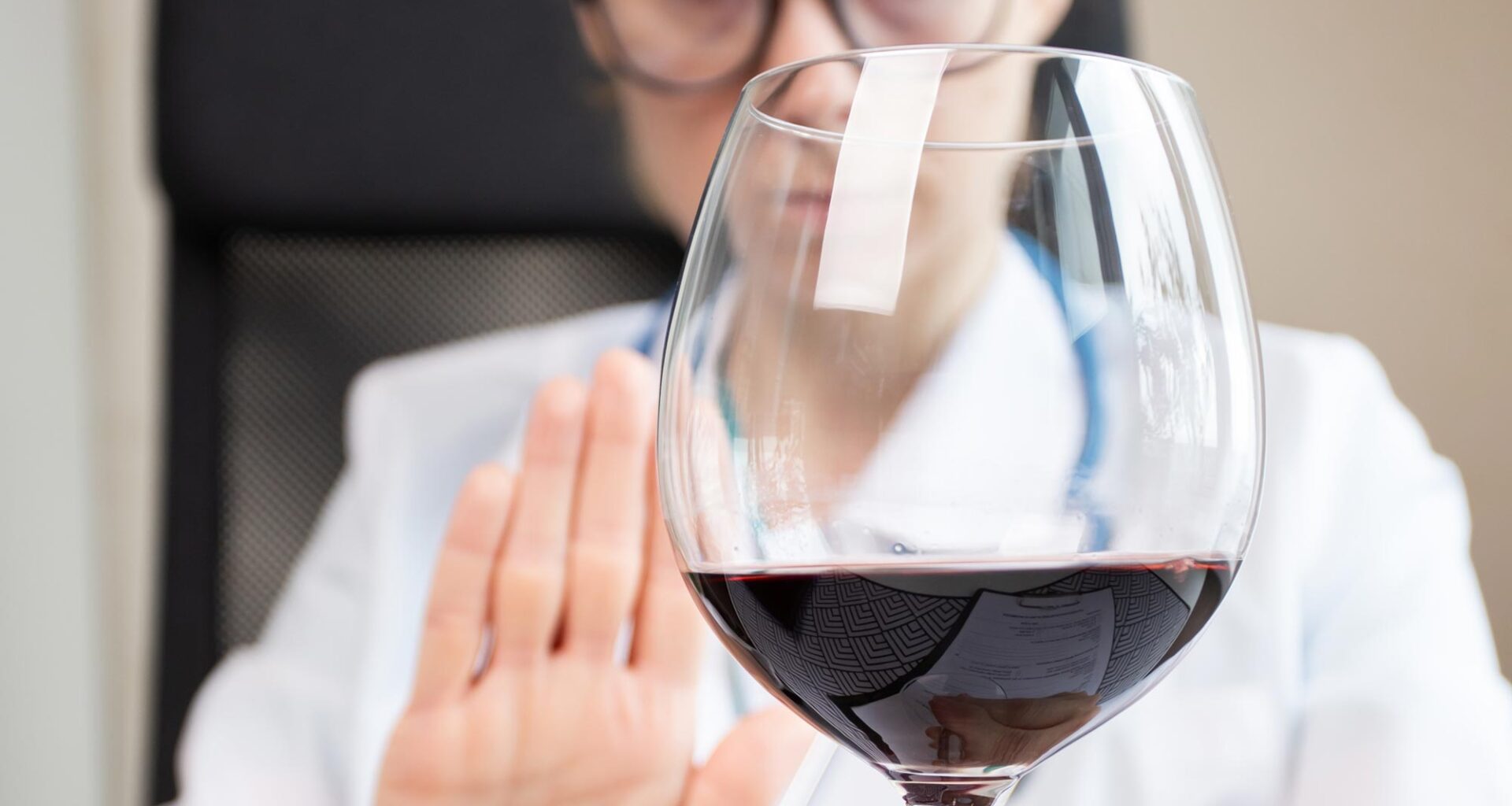 Doctor Rejecting Wine Alcohol