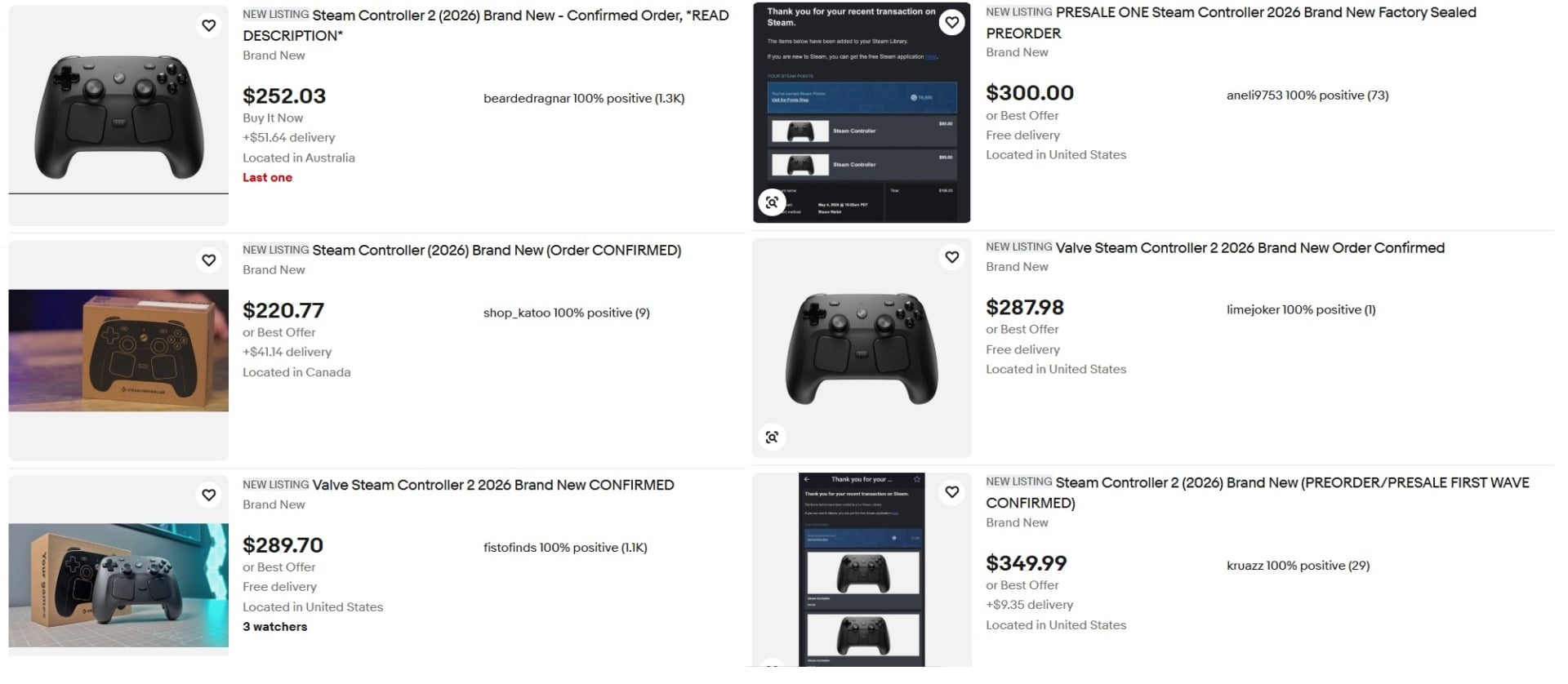 A screenshot shows Steam Controller listings on eBay.