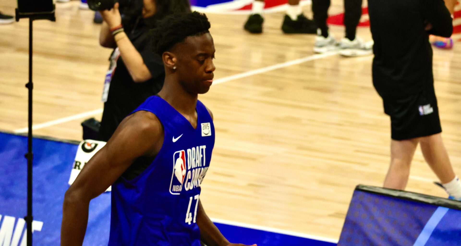 2026 NBA Draft prospect in blue jersey