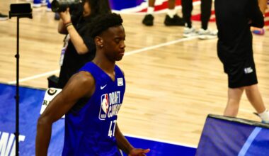 2026 NBA Draft prospect in blue jersey
