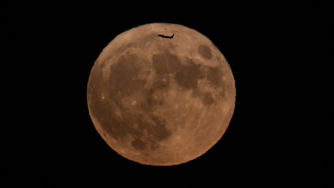 Super moon known as 'blue moon' rises over the Golden Gate Bridge in San Francisco, California, on August 30, 2023.