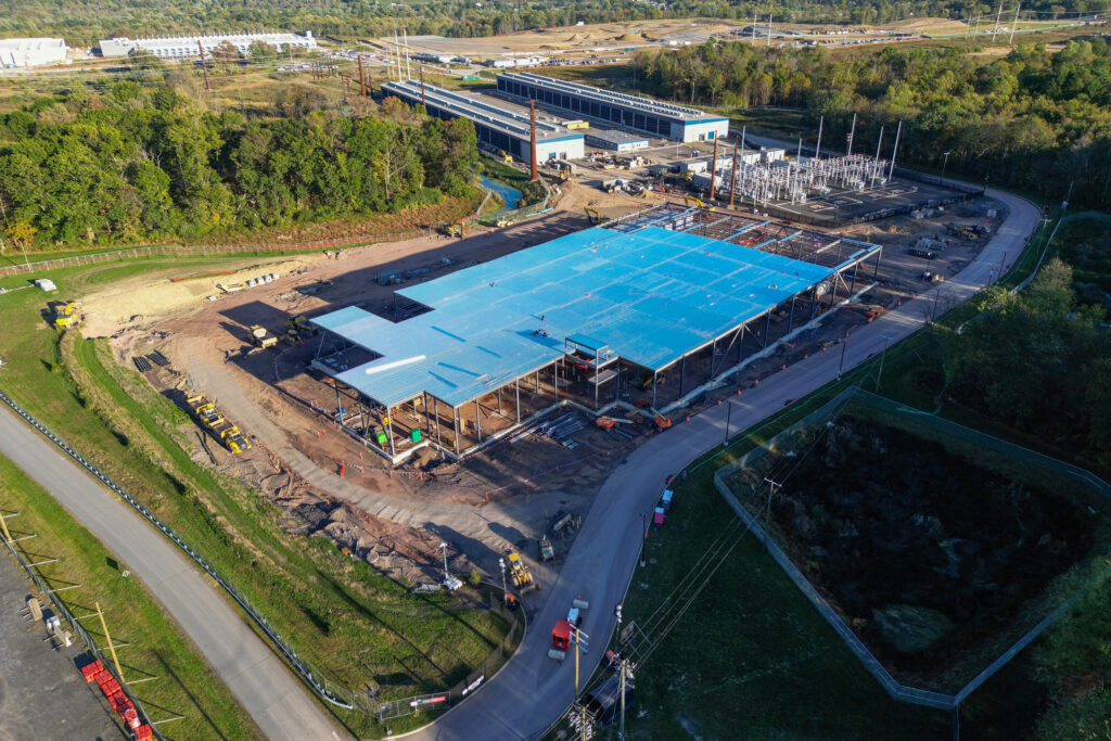 The construction site of an Amazon Web Services data center in Salem Township, Pa., on Oct. 10, 2025. Credit: Jason Ardan/Citizens’ Voice via Getty Images